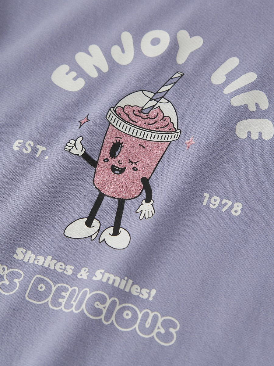 Name it Mädchen Langarmshirt flieder Shakes Glitzerprint Baumwolle 92 - 122/128