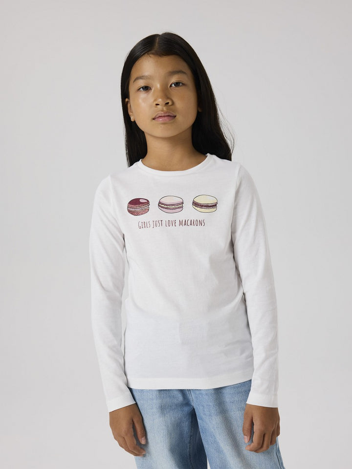 Name it Mädchen Kinder Langarmshirt Macarons weiß Shirt Longsleeve 116 - 158/164