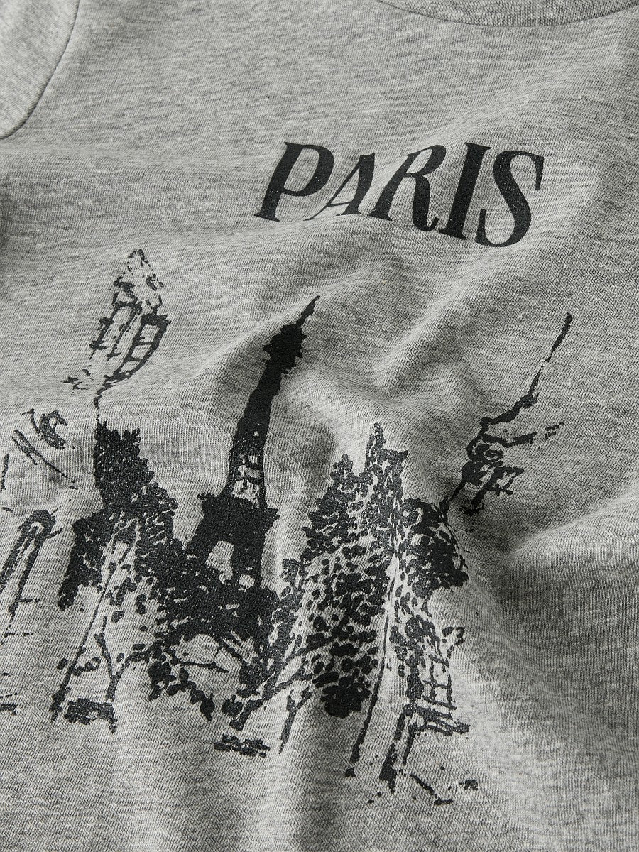 Name it Mädchen Kinder Langarmshirt Paris grau Shirt Longsleeve 116 - 158/164