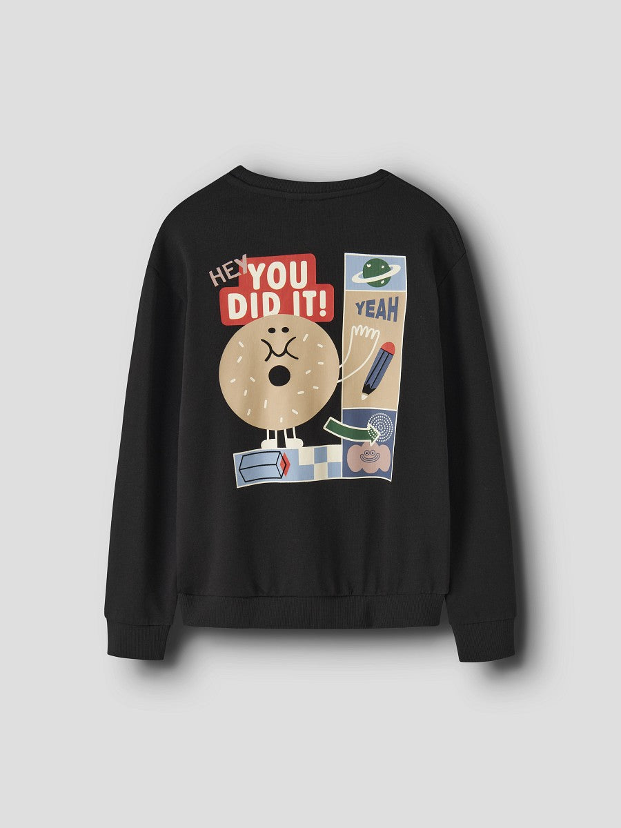 Name It Jungen Sweatshirt Schwarz Print Hey You Did It Rückenprint 116 - 158/164