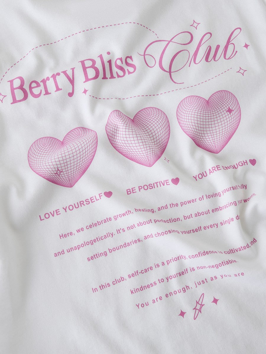 Name it Mädchen T-Shirt „Berry Bliss Club“ Weiß Kurzarm Shirt Kinder 116 - 164