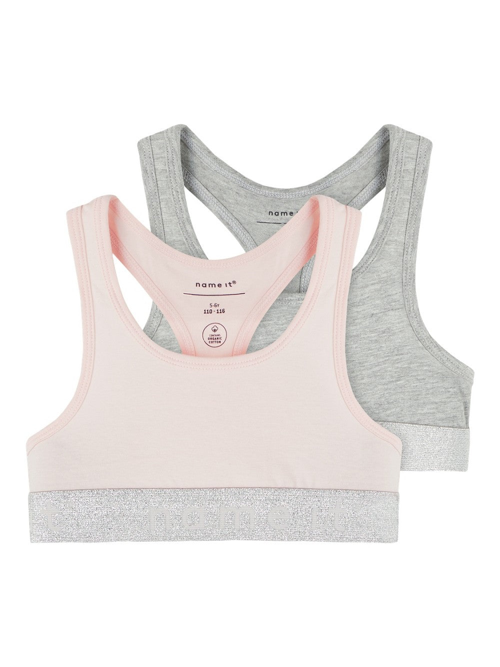 NAME IT 2er Pack Bustier Mädchen Top Set rosa grau Größe 116 bis 158/164