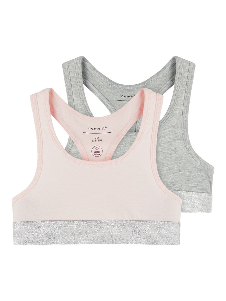 NAME IT 2er Pack Bustier Mädchen Top Set rosa grau Größe 116 bis 158/164
