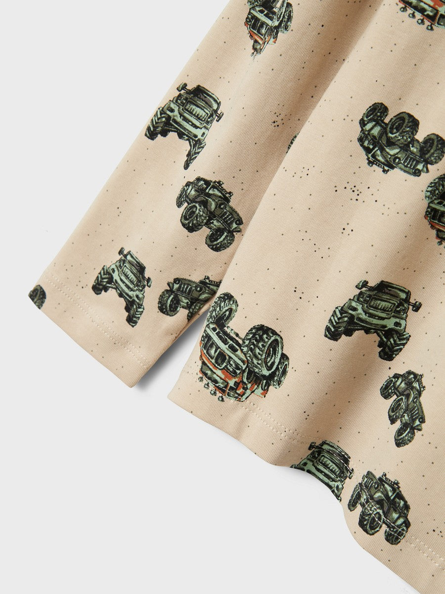 NAME IT Pyjama Schlafanzug schwarz beige Monstertruck Größe 98/104 bis 158/164