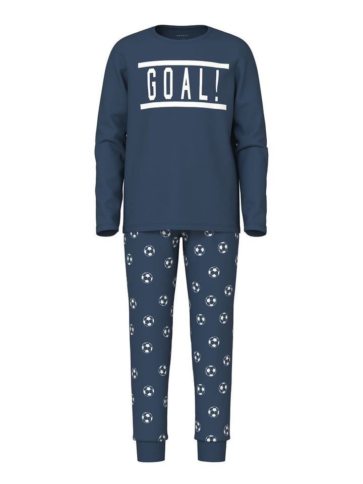 NAME IT Jungen Pyjama Schlafanzug dunkelblau Fußball Größe 86/92 bis 158/164