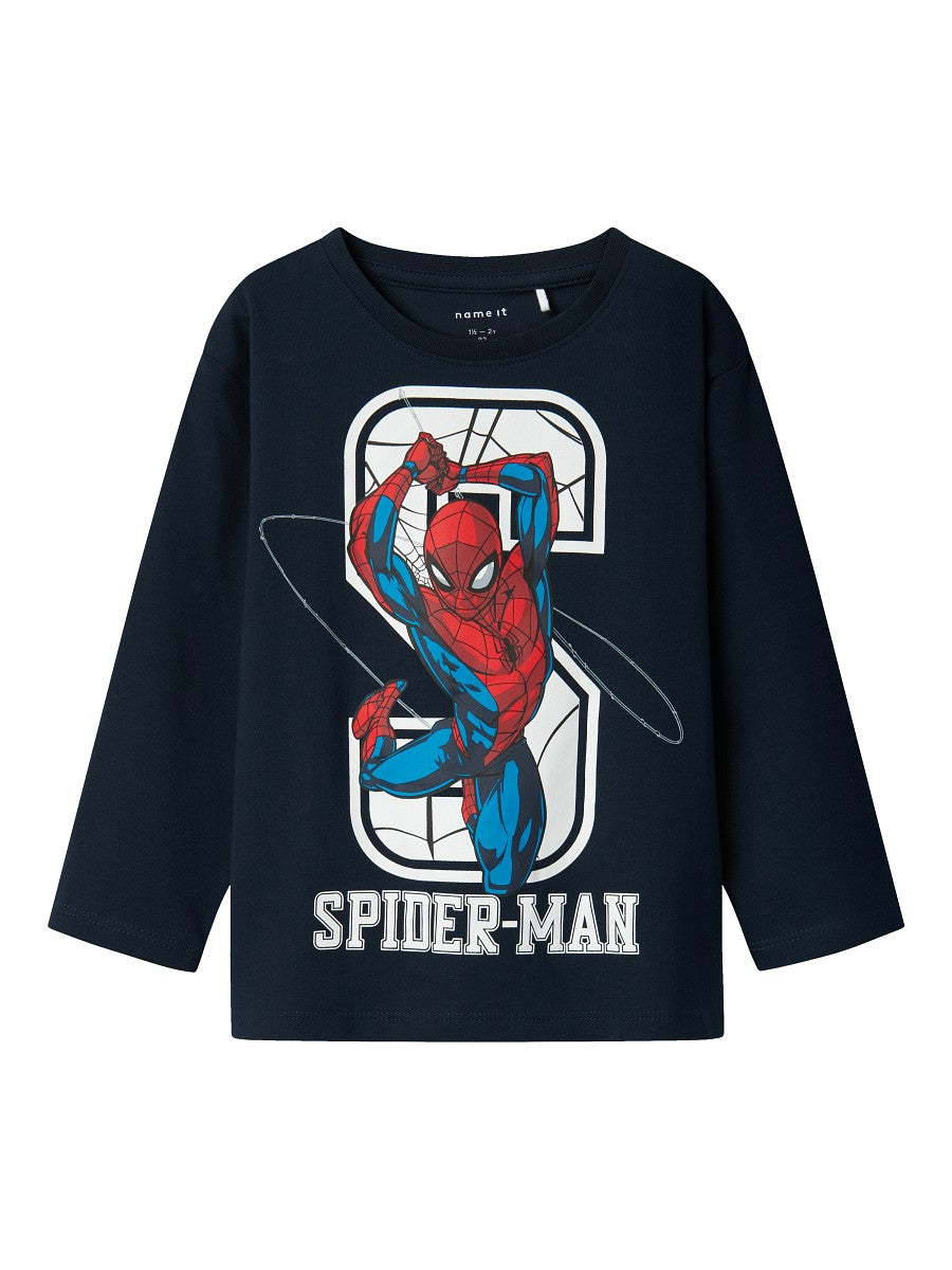 NAME IT Jungen Langarmshirt NMMNitin Spiderman dunkelblau Größe 104 bis 122/128