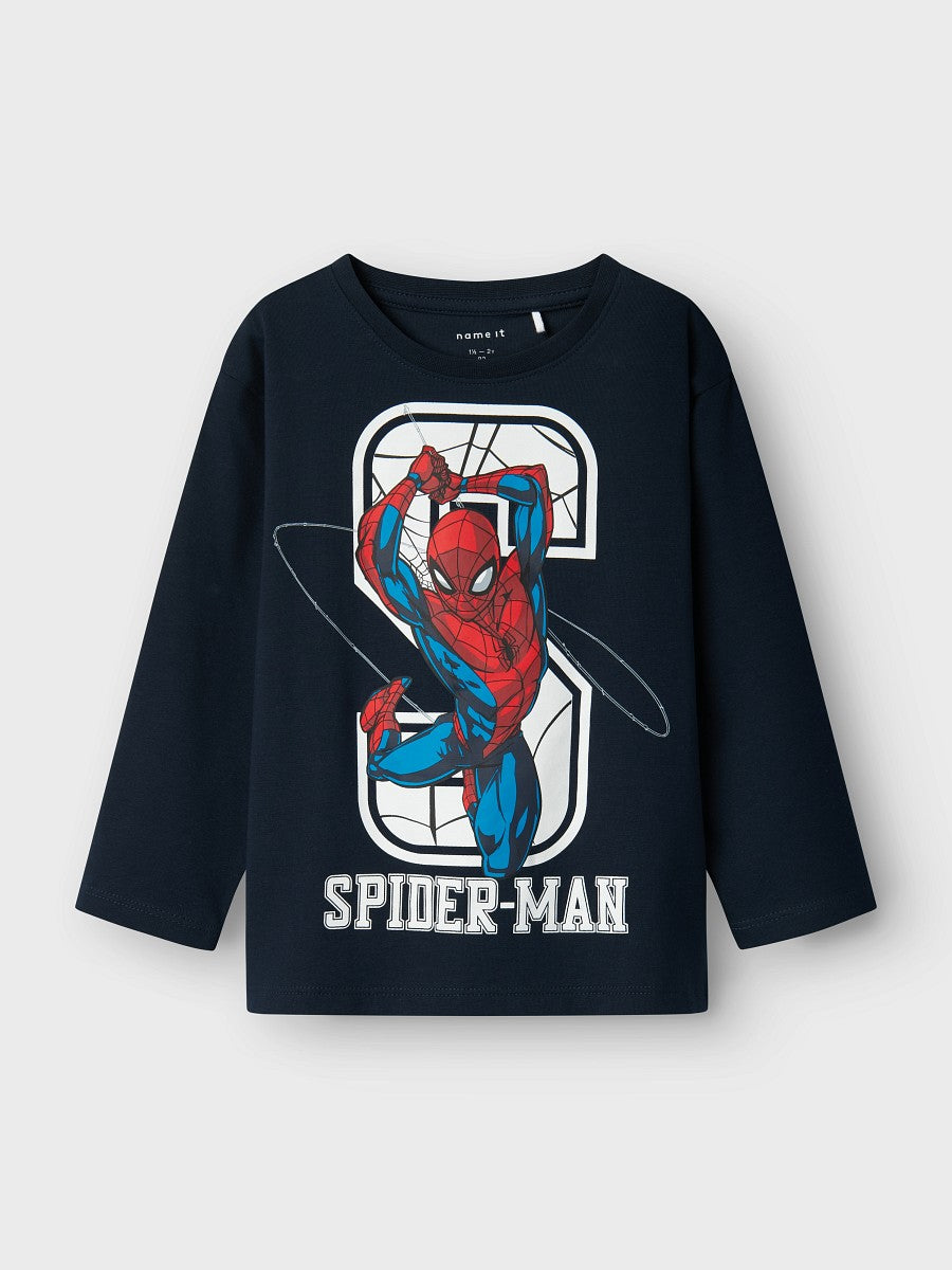 NAME IT Jungen Langarmshirt NMMNitin Spiderman dunkelblau Größe 104 bis 122/128