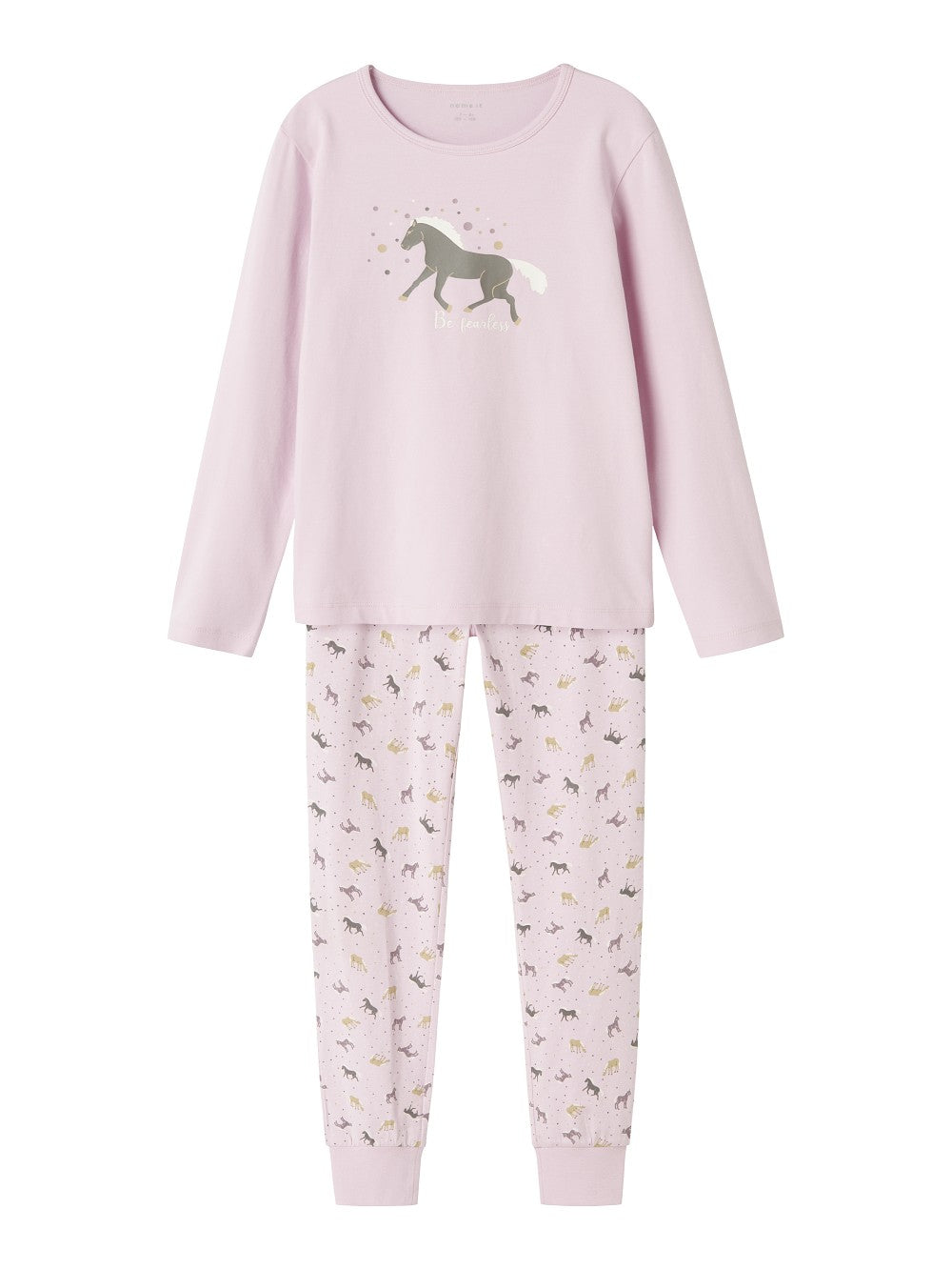 NAME IT Mädchen Pyjama Schlafanzug rosa Pferde Größe 86/92 bis 158/164