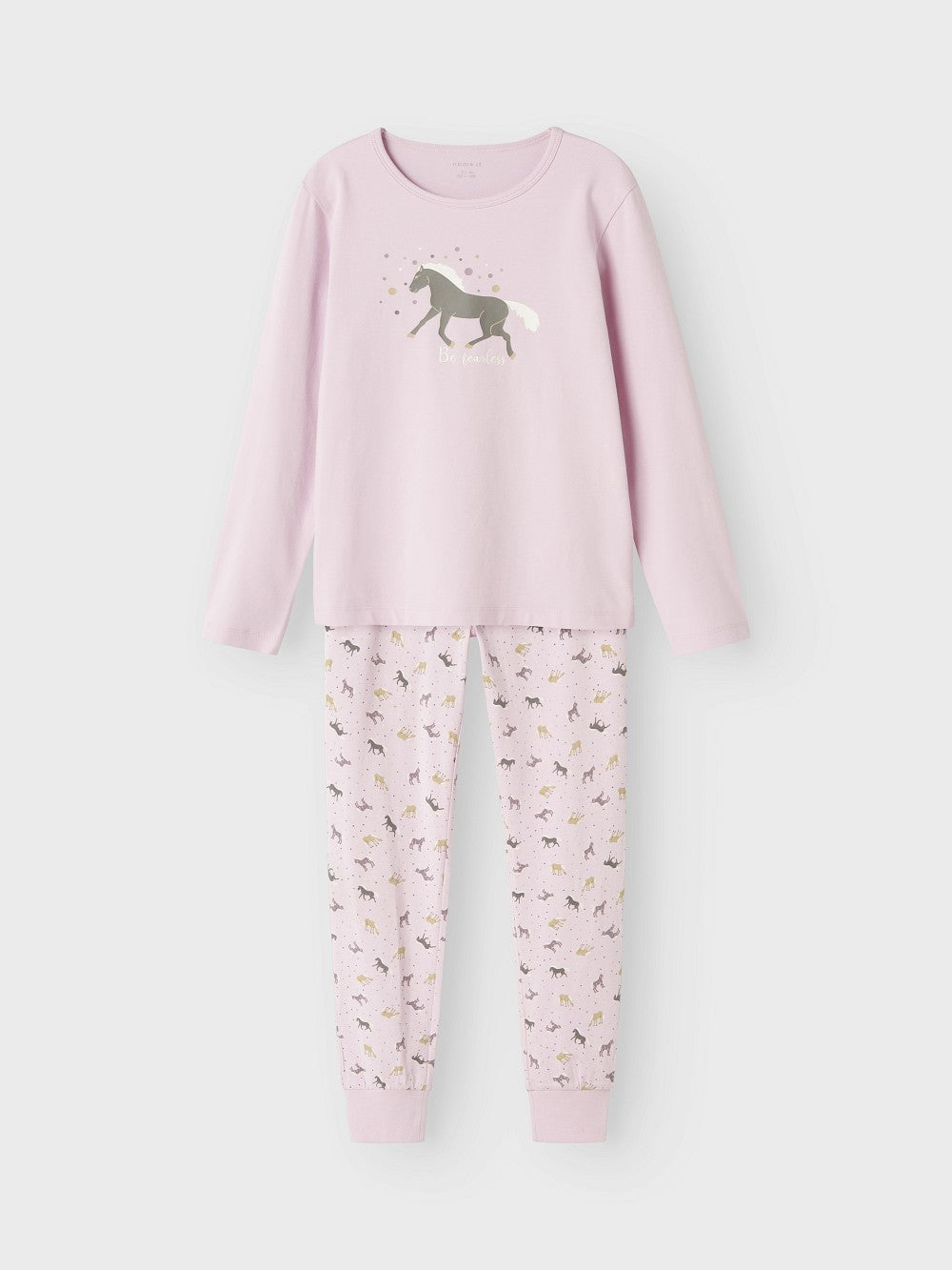 NAME IT Mädchen Pyjama Schlafanzug rosa Pferde Größe 86/92 bis 158/164