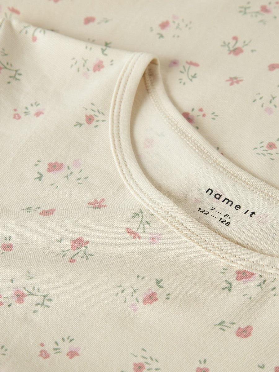 NAME IT Mädchen Pyjama Schlafanzug creme Blümchen Größe 86/92 bis 158/164