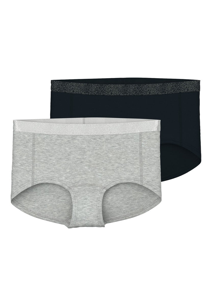 NAME IT 2er Pack Hipster Unterhosen Slip Set grau schwarz Größe 116 bis 158/164