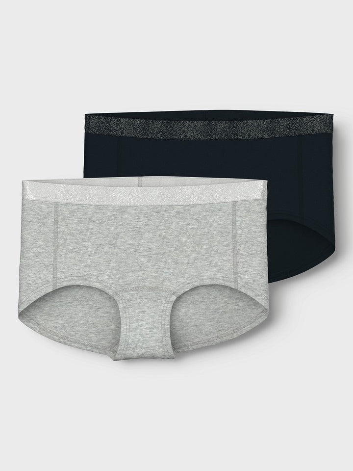 NAME IT 2er Pack Hipster Unterhosen Slip Set grau schwarz Größe 116 bis 158/164