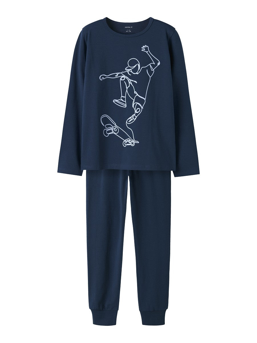 NAME IT Jungen Pyjama Schlafanzug dunkelblau Skater Boy Größe 86/92 bis 158/164