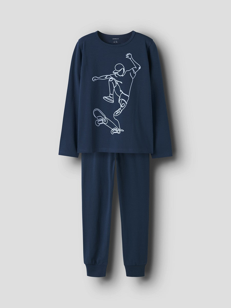 NAME IT Jungen Pyjama Schlafanzug dunkelblau Skater Boy Größe 86/92 bis 158/164