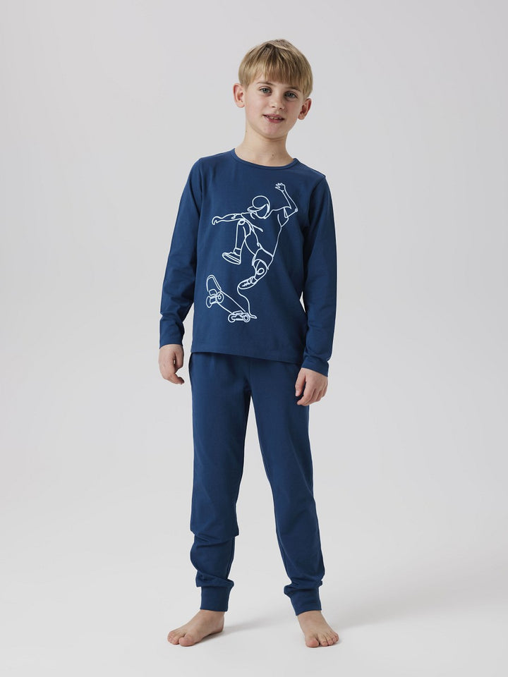 NAME IT Jungen Pyjama Schlafanzug dunkelblau Skater Boy Größe 86/92 bis 158/164
