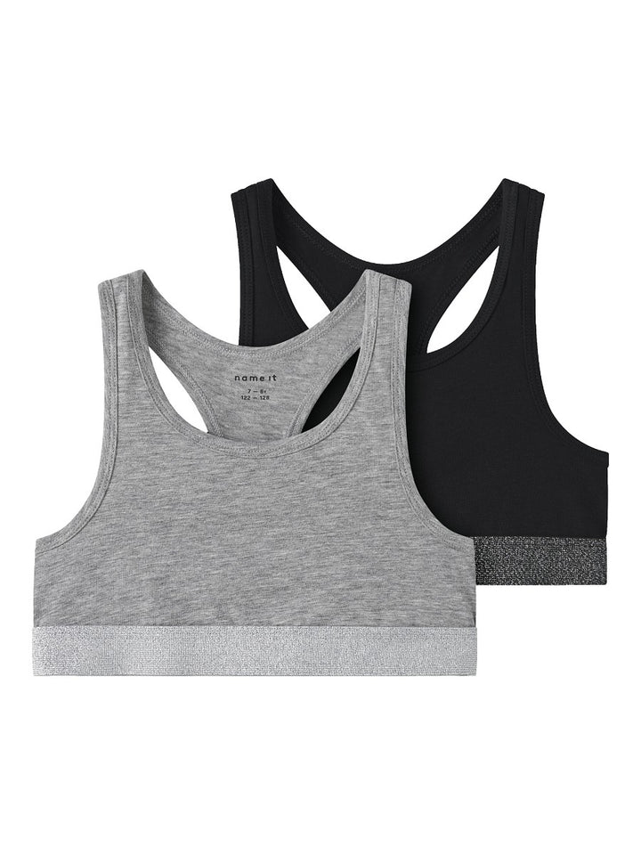 NAME IT 2er Pack Bustier Top Set schwarz grau Größe 110/116 bis 158/164