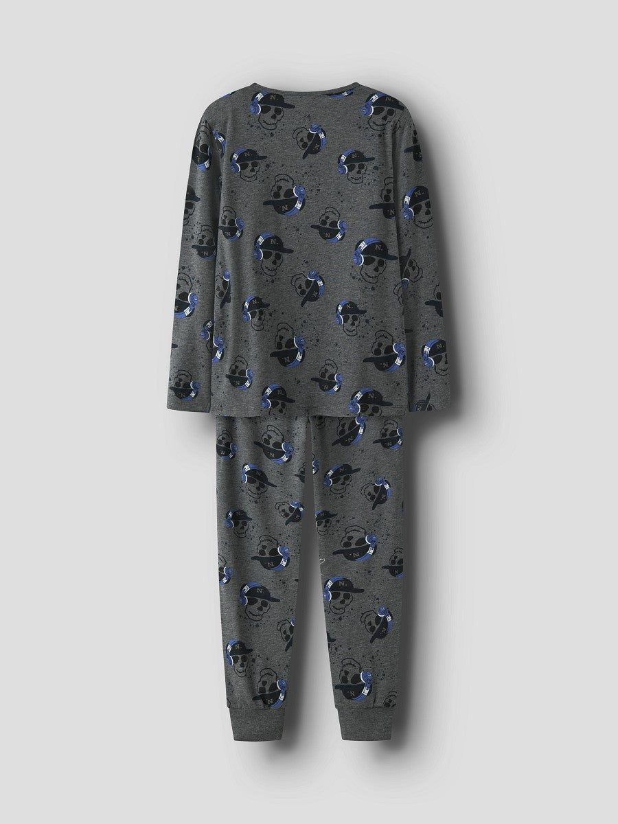 NAME IT Jungen Pyjama Schlafanzug dunkelgrau Music Skull Größe 122/128 - 158/164