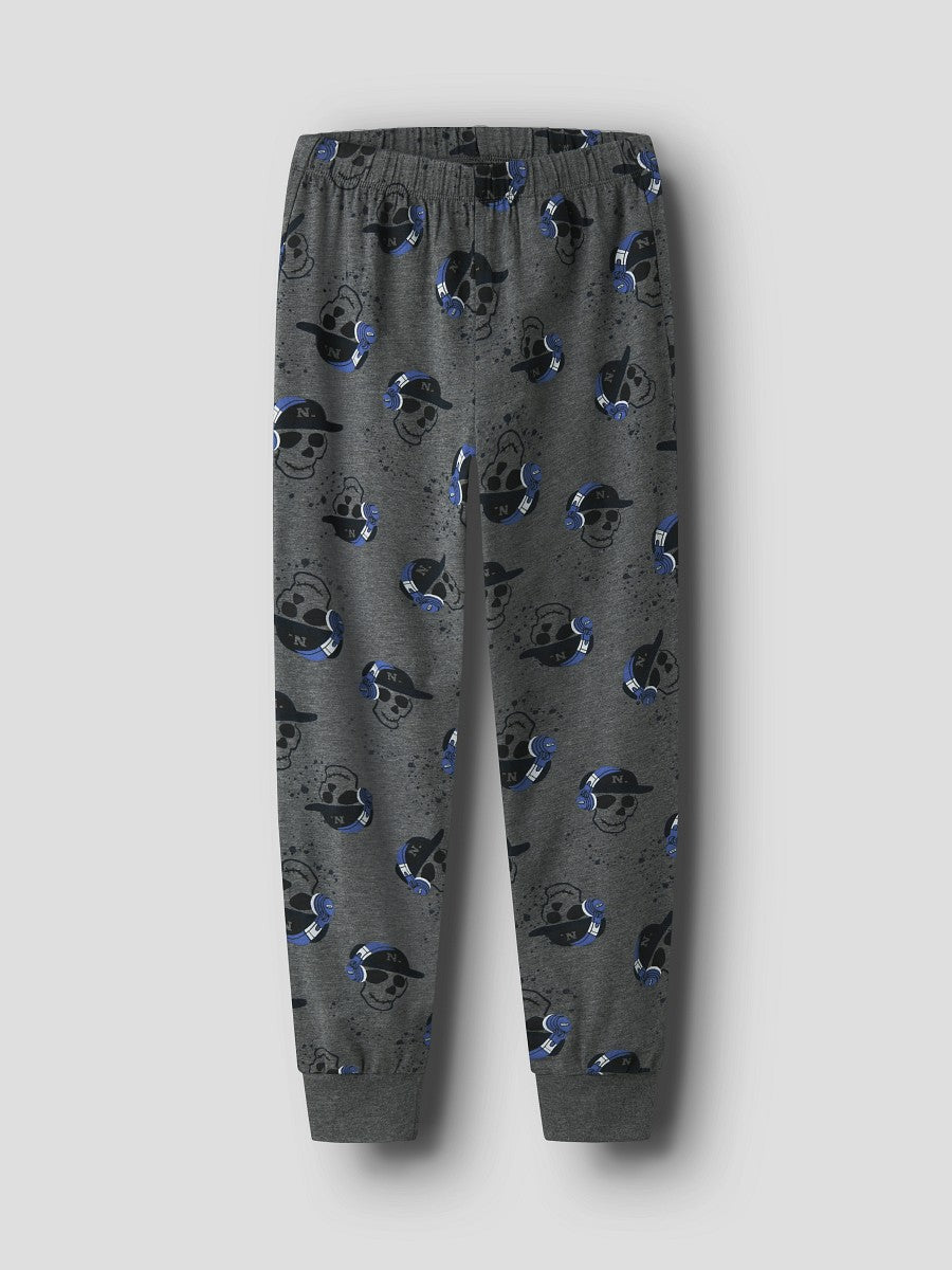 NAME IT Jungen Pyjama Schlafanzug dunkelgrau Music Skull Größe 122/128 - 158/164