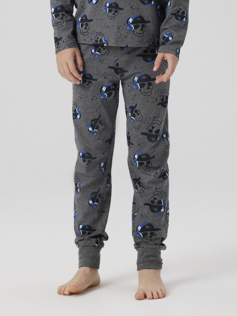 NAME IT Jungen Pyjama Schlafanzug dunkelgrau Music Skull Größe 122/128 - 158/164