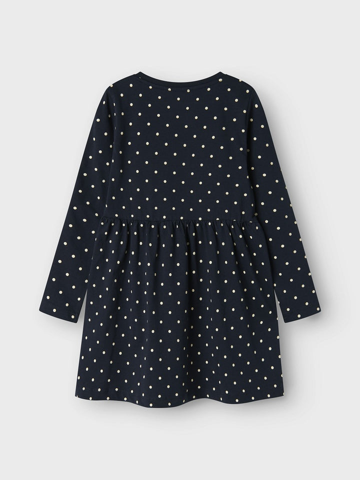 NAME IT langarm Kleid NKFVivia dunkelblau weiß gepunktet Größe 134 bis 164