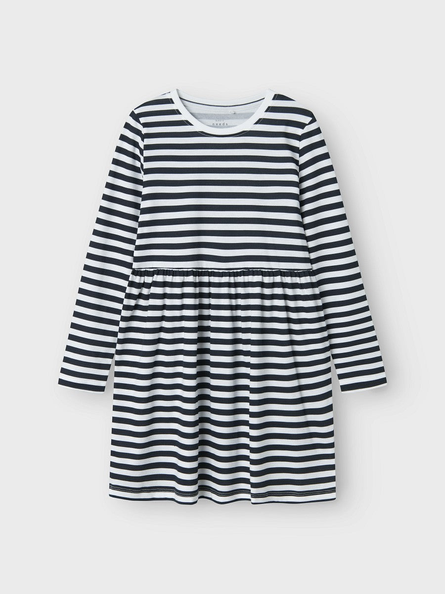 NAME IT langarm Kleid NKFVivia dunkelblau weiß geringelt Größe 134 bis 164