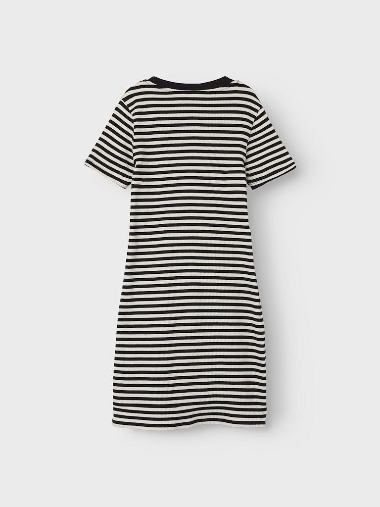 NAME IT kurzarm Mini Kleid NKFebru schwarz creme geringelt Größe 128 bis 164