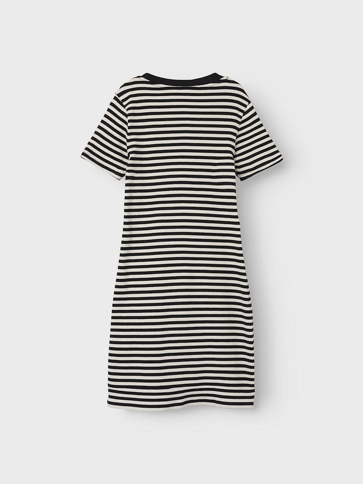 NAME IT kurzarm Mini Kleid NKFebru schwarz creme geringelt Größe 128 bis 164