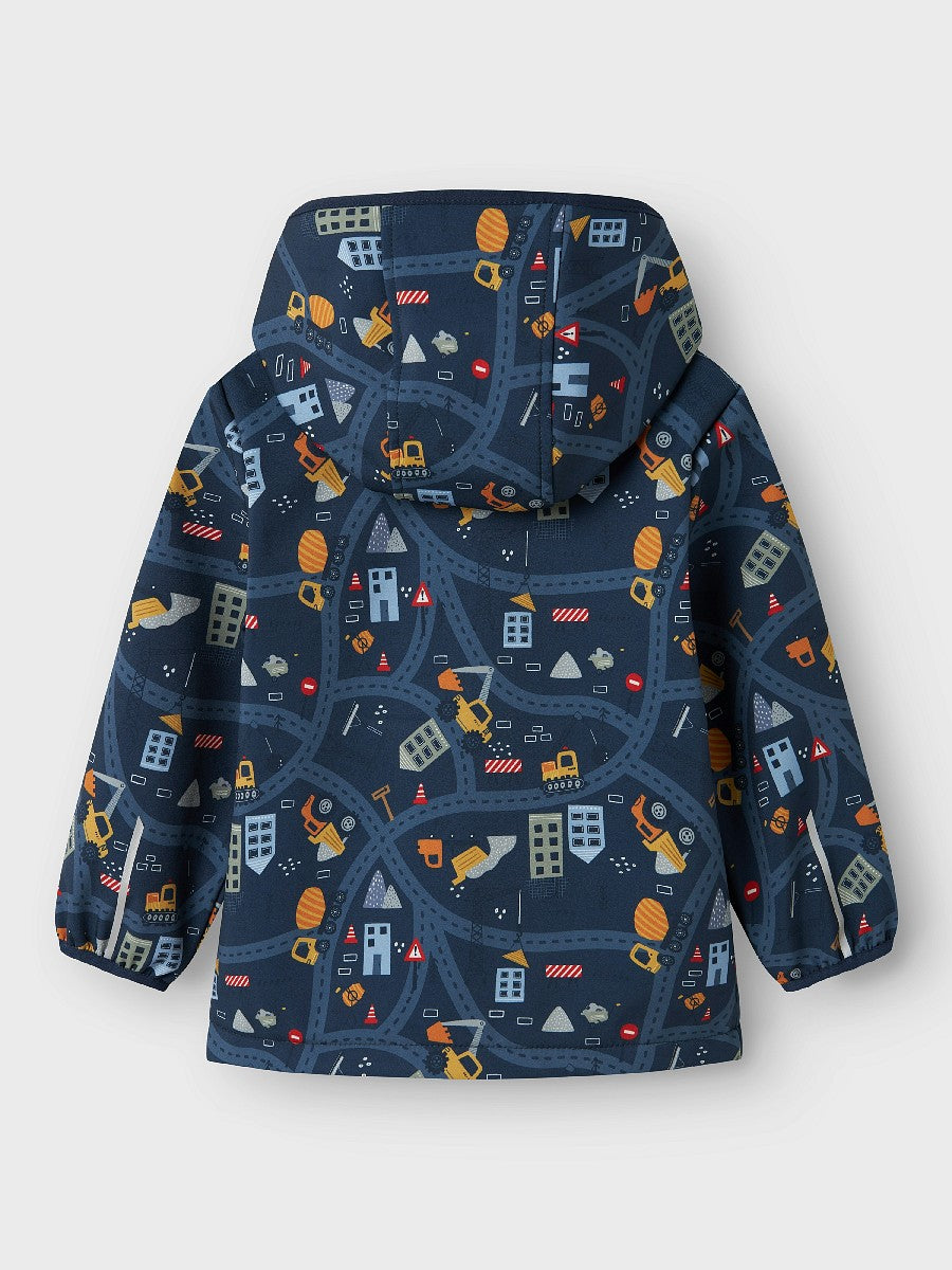 Name it Softshelljacke Jungen Jacke Fleece gefüttert Kapuze Auto Bagger 86-116