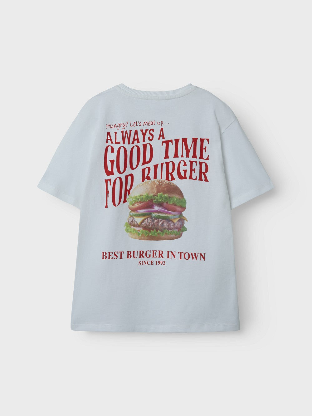 NAME IT Jungen halbarm T-shirt NKMDuster weiß Burger Time Größe 116 bis 146/152