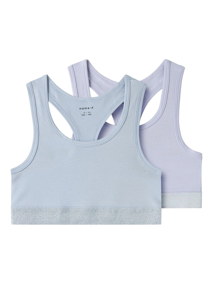 NAME IT 2er Pack Mädchen Bustier Top Set hellblau flieder Größe 116 bis 158/164