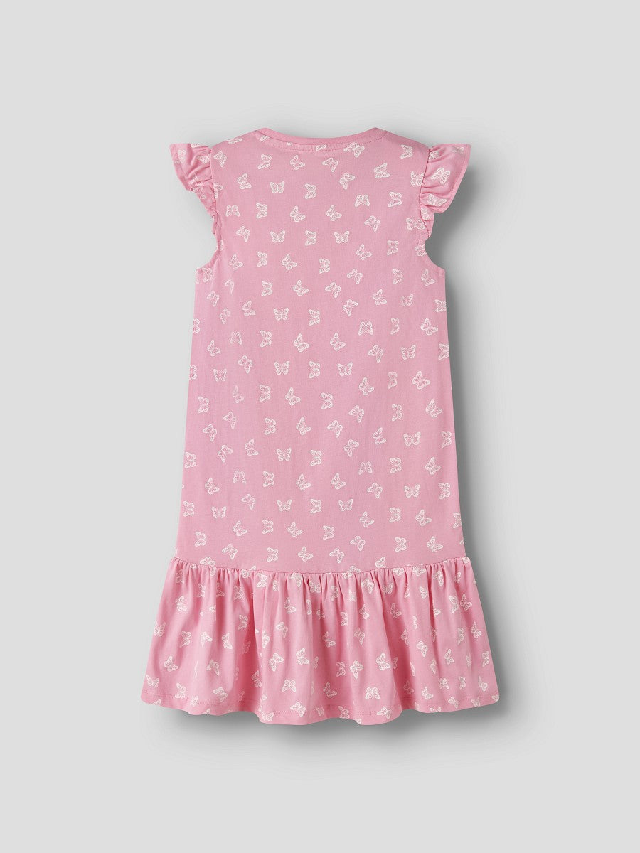 Name it Mädchen Sommer Kleid Schmetterlinge Rüschen Freizeitkleid Pink Drink 116-152