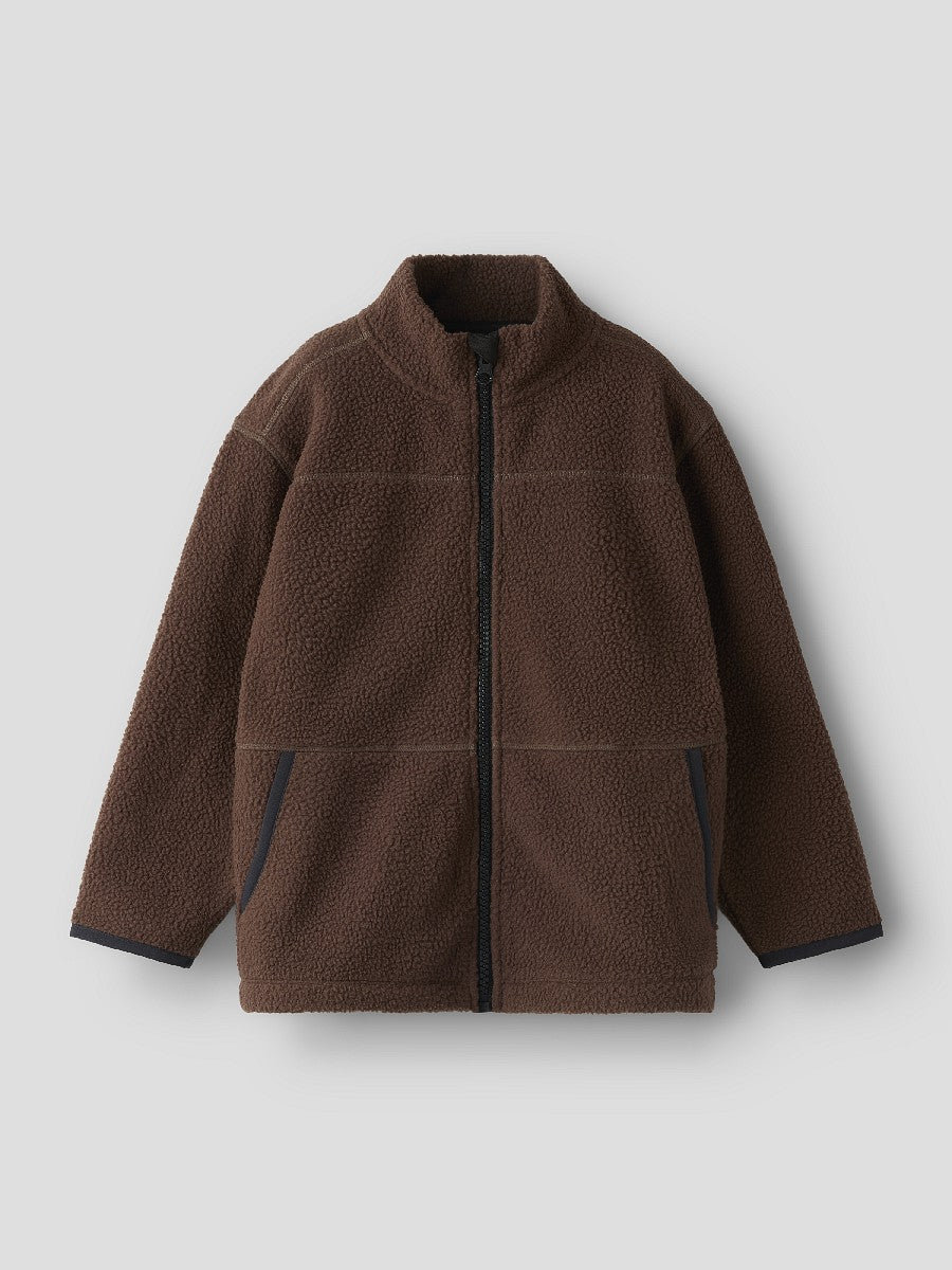 NAME IT Jungen Teddy Fleecejacke dunkelbraun Jacke Reißverschluss 92 - 158/164
