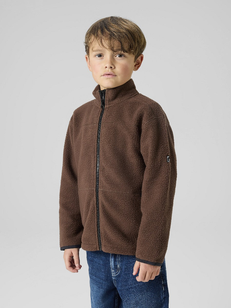 NAME IT Jungen Teddy Fleecejacke dunkelbraun Jacke Reißverschluss 92 - 158/164