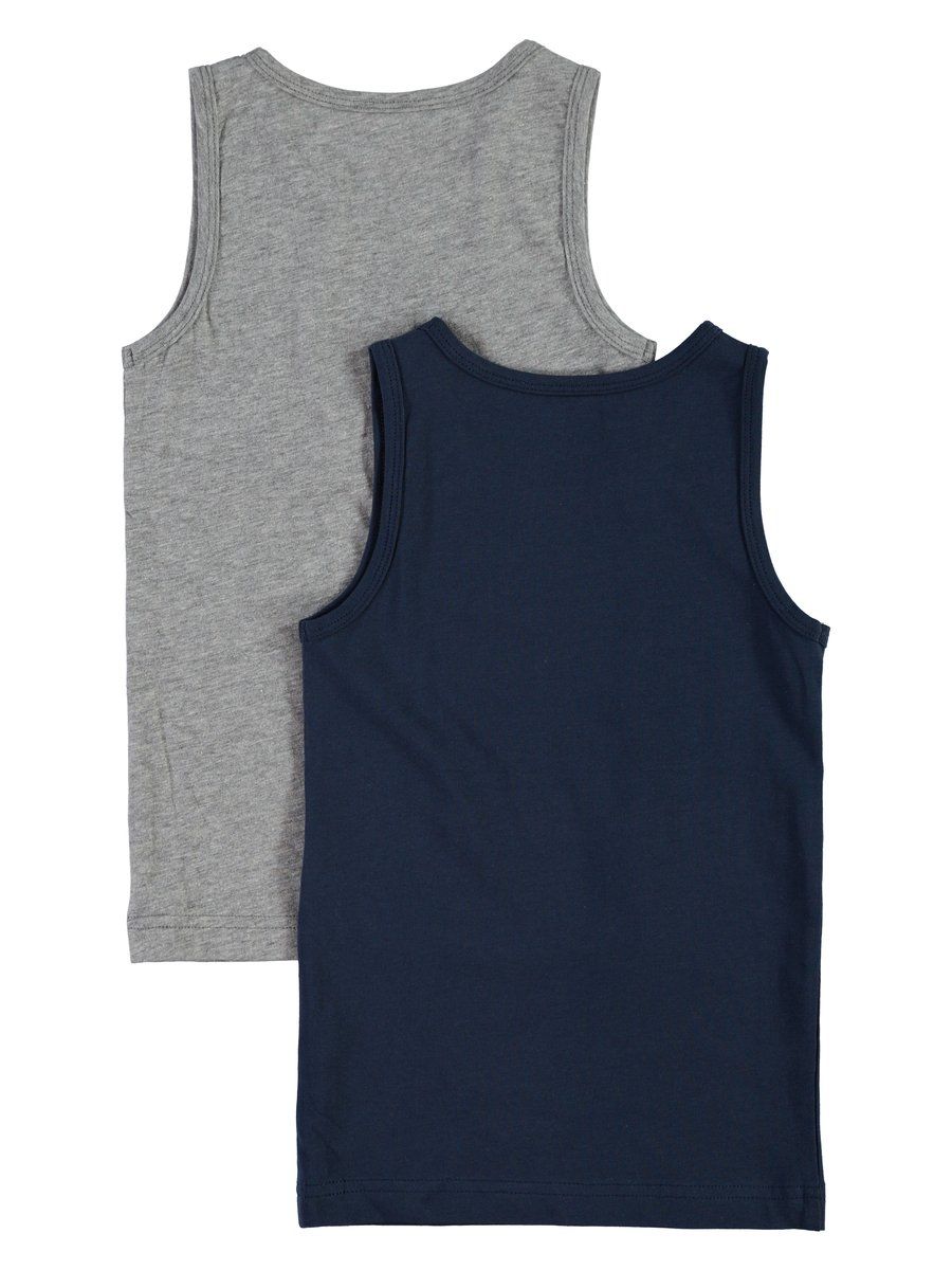 NAME IT 2er Pack Jungen Unterhemden Set dunkelblau grau Größe 86 bis 158/164