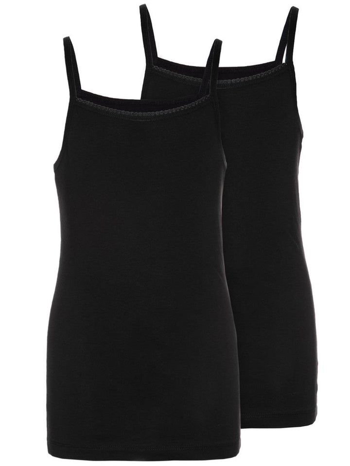 NAME IT Mädchen 2er Pack Unterhemden Set schwarz Größe 110/116 bis 158/164
