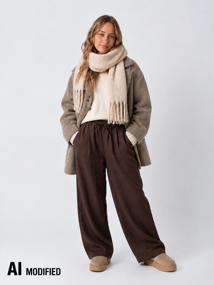 Hailys Damen Stoffhose Wide Leg Hose Braun High Waist Relaxed Fit XS – XXL