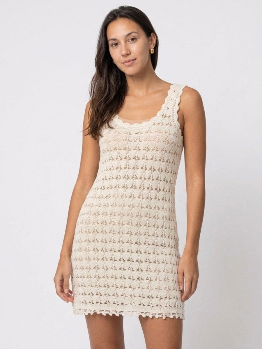 Haileys Häkelkleid Strandkleid Creme Beige Sommerkleid Crochet Beach XS - XXL