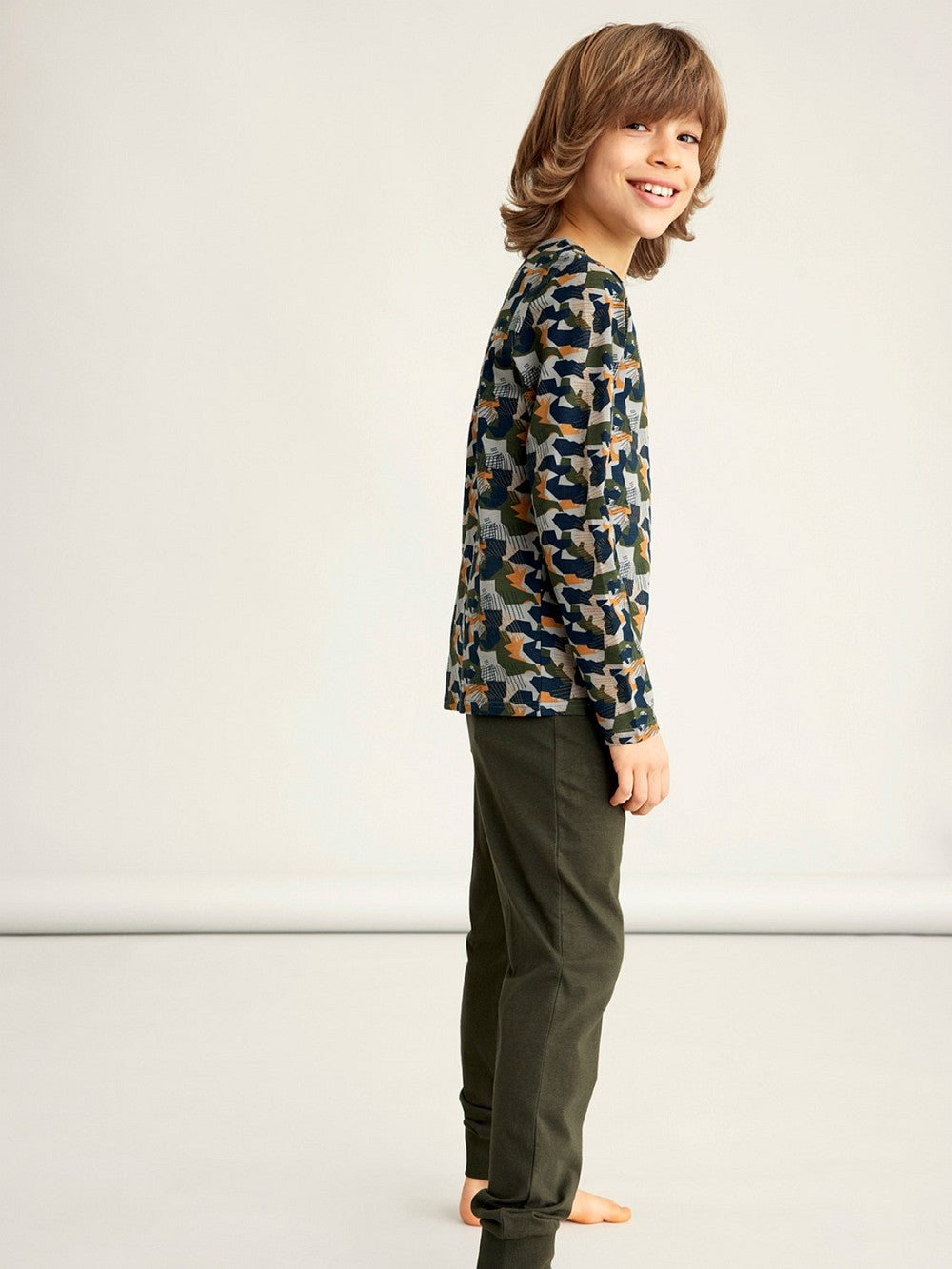 NAME IT Pyjama Schlafanzug grün oliv khaki Camouflage Größe 86/92 bis 158/164