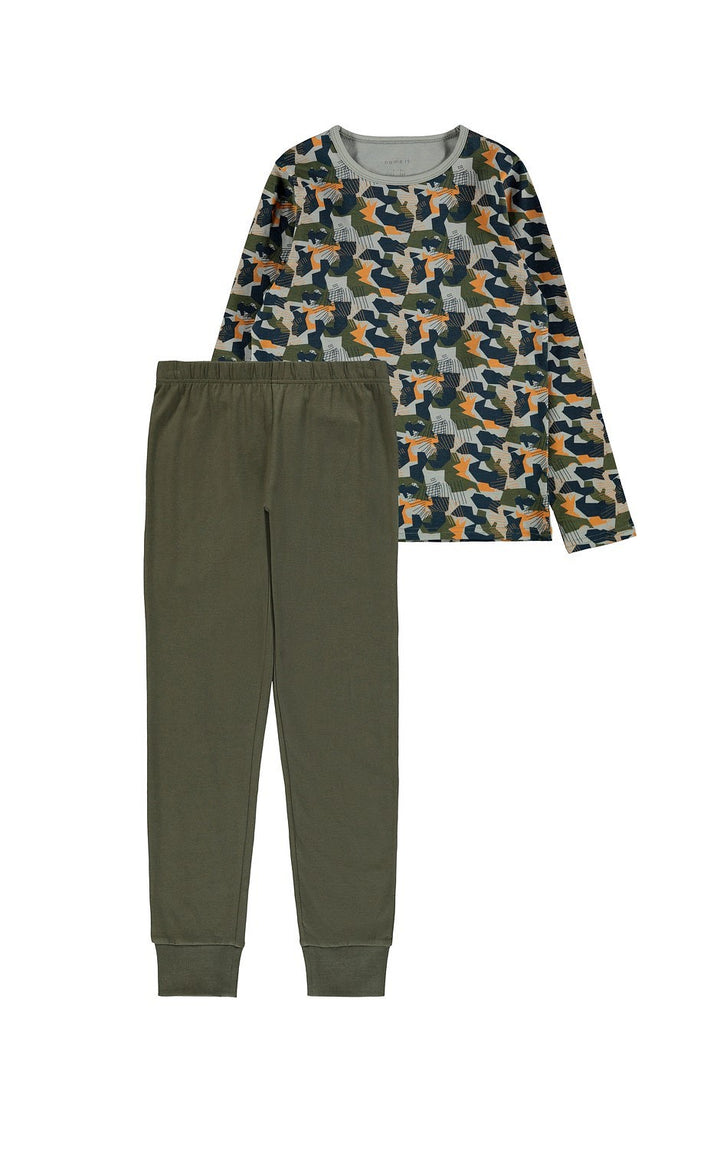 NAME IT Pyjama Schlafanzug grün oliv khaki Camouflage Größe 86/92 bis 158/164