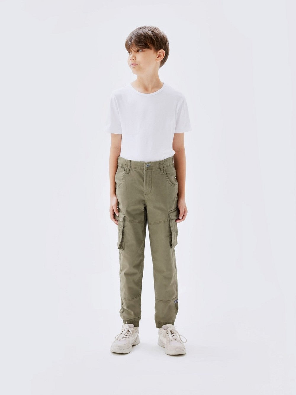 NAME IT Jungen Cargo Hose NKMRyan oliv khaki grün Twill Größe 128 bis 164