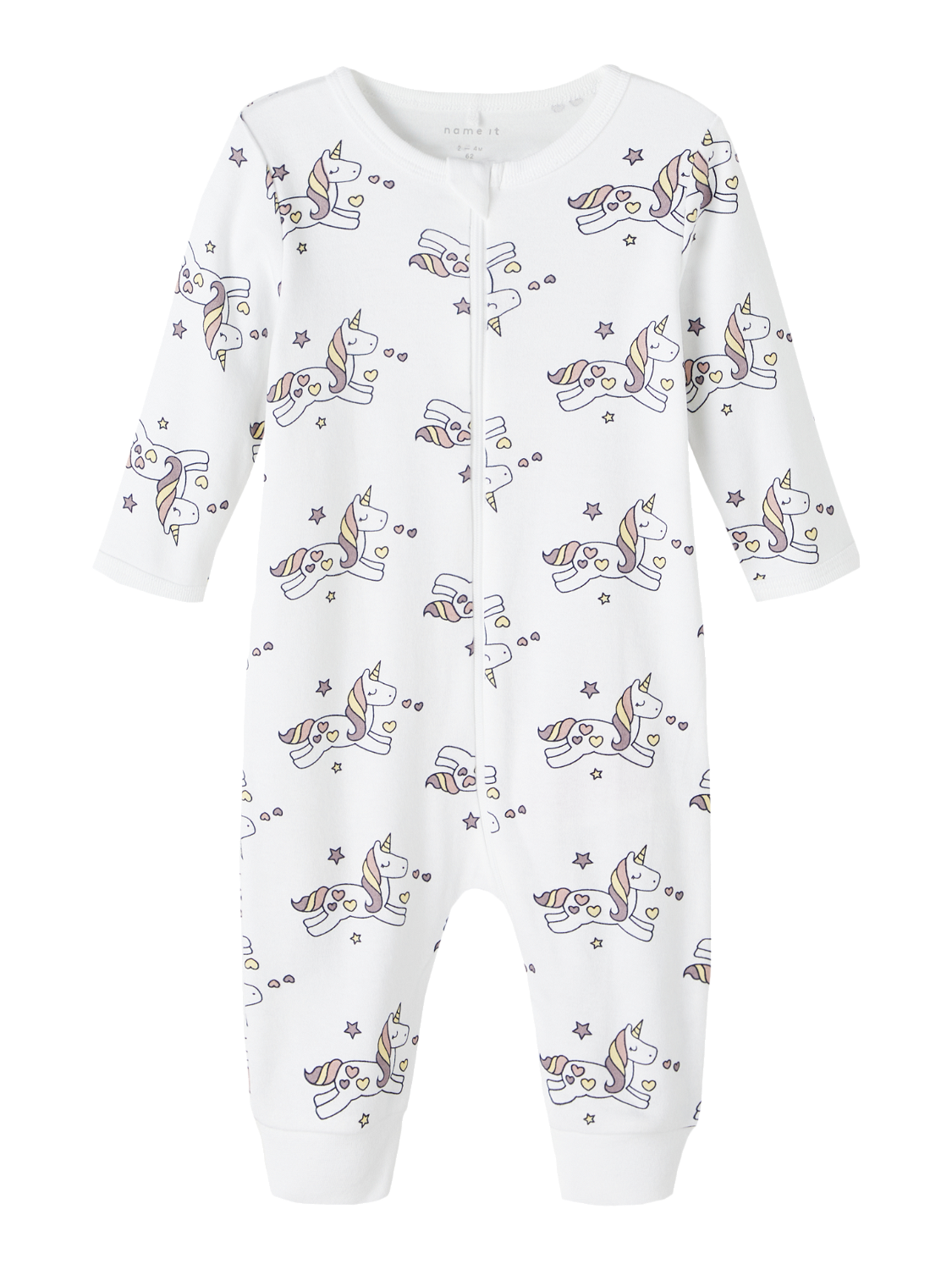 NAME IT Strampler ohne Füße weiß Zipper Reißverschluss Einhorn Größe 50 bis 98