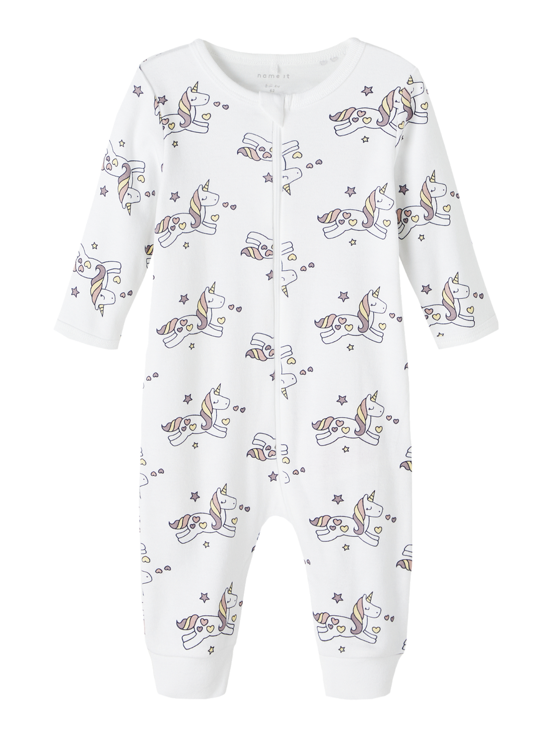 NAME IT Strampler ohne Füße weiß Zipper Reißverschluss Einhorn Größe 50 bis 98