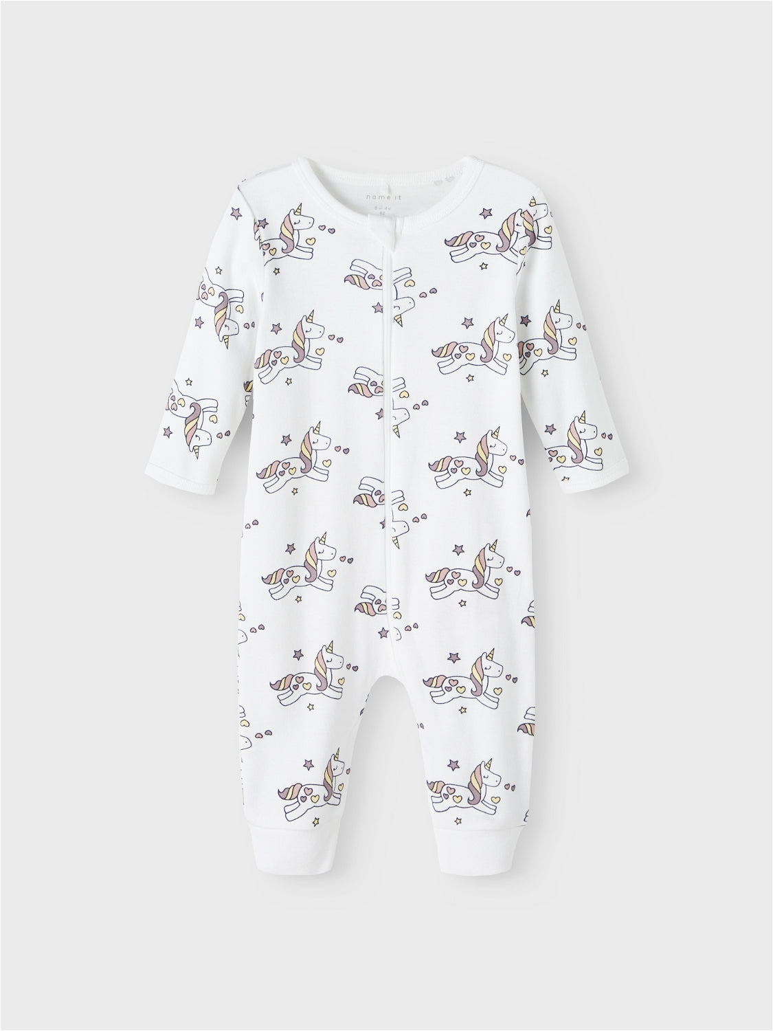 NAME IT Strampler ohne Füße weiß Zipper Reißverschluss Einhorn Größe 50 bis 98