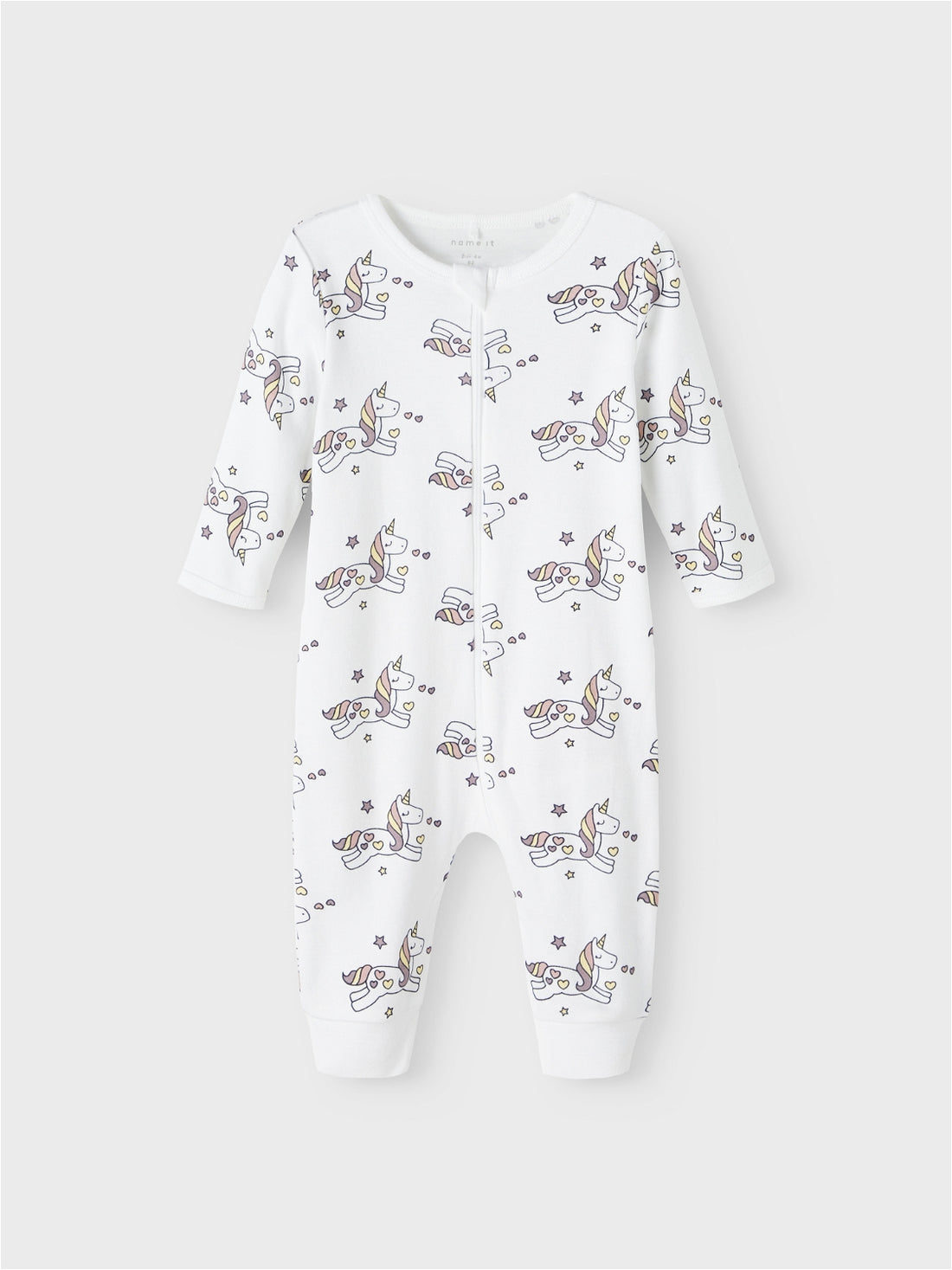NAME IT Strampler ohne Füße weiß Zipper Reißverschluss Einhorn Größe 50 bis 98