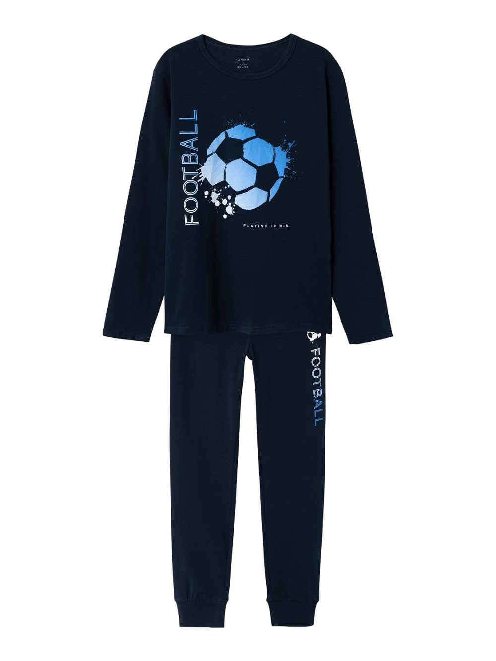 NAME IT Jungen Pyjama Schlafanzug dunkelblau Fußball Größe 86/92 bis 158/164