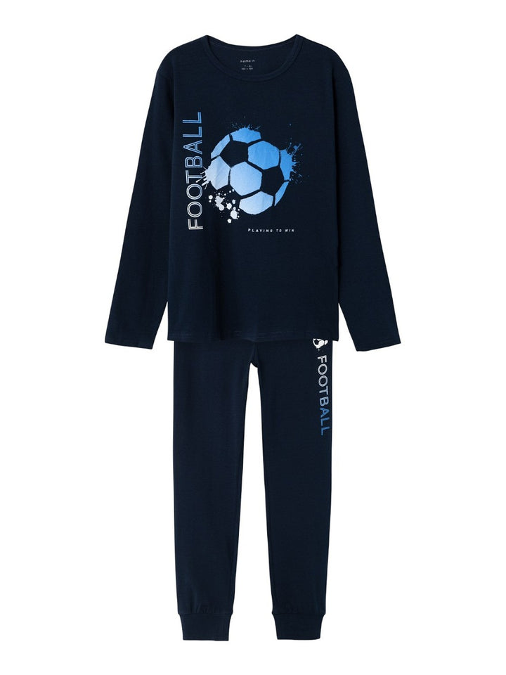 NAME IT Jungen Pyjama Schlafanzug dunkelblau Fußball Größe 86/92 bis 158/164