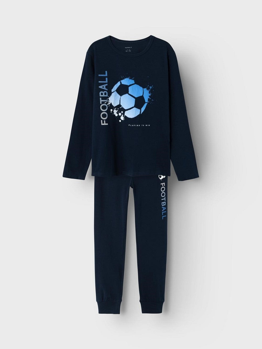 NAME IT Jungen Pyjama Schlafanzug dunkelblau Fußball Größe 86/92 bis 158/164