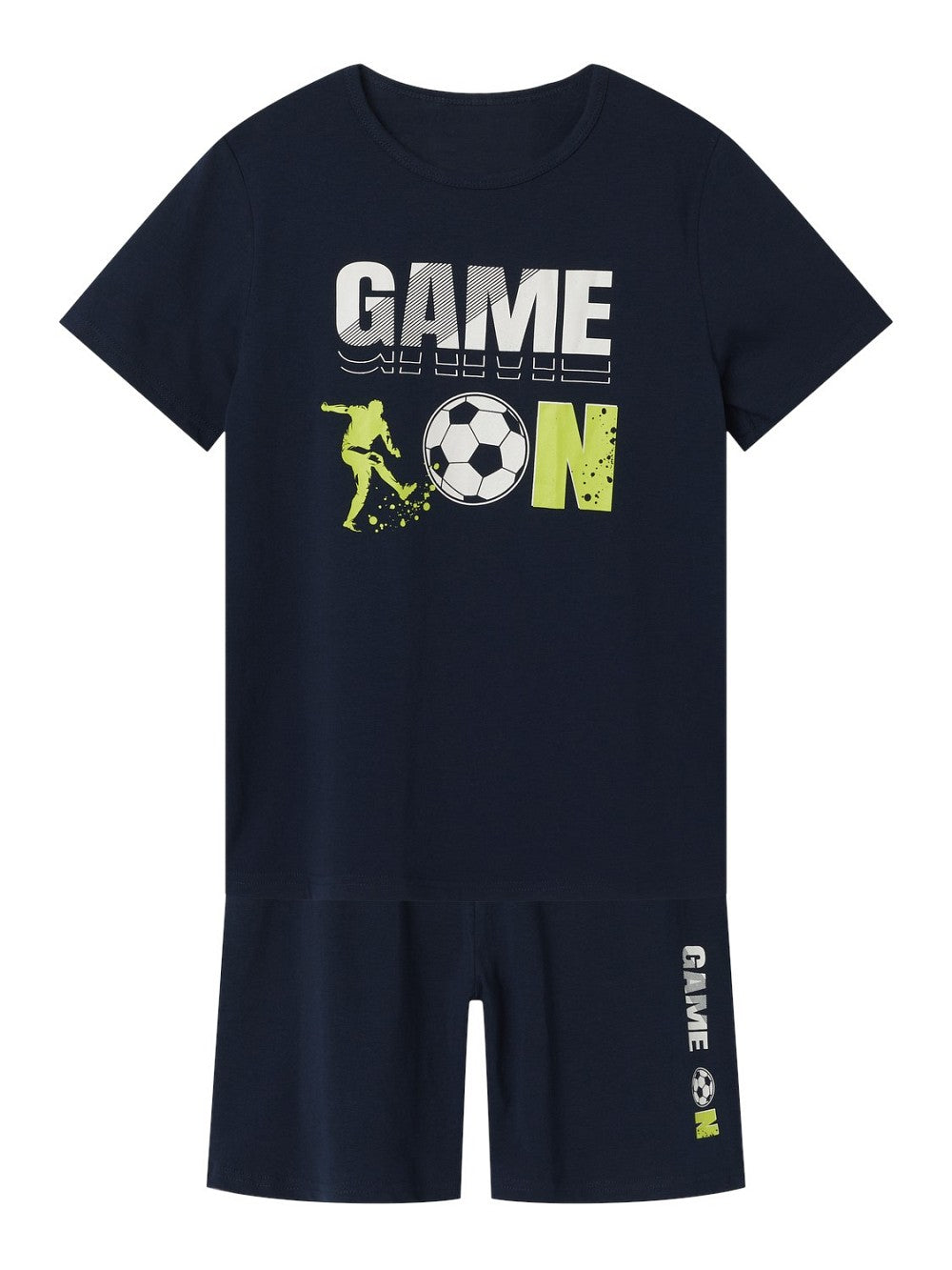 NAME IT kurzarm Pyjama Schlafanzug dunkelblau Fußball Größe 86/92 bis 158/164
