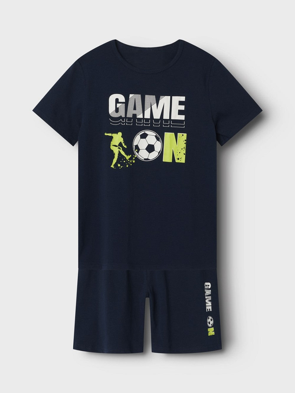 NAME IT kurzarm Pyjama Schlafanzug dunkelblau Fußball Größe 86/92 bis 158/164