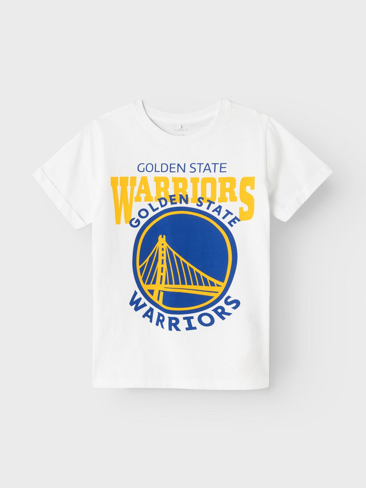 NAME IT kurzarm T-shirt NKMMad weiß Basketball NBA Warriors Größe 116 - 146/152